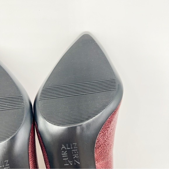 11N 11 NARROW WIDTH Naturalizer Womens Anna Metallic Cranberry Red Leather Heels - Picture 13 of 16